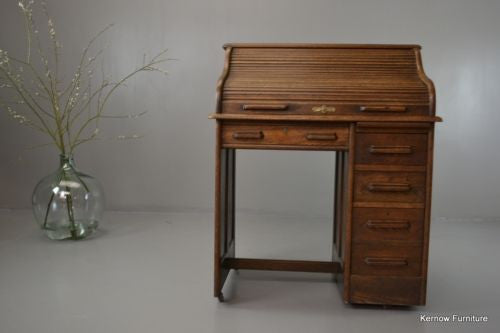 20th Century Oak Tambour Desk - Kernow Furniture