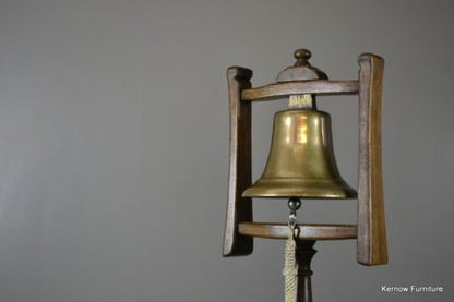 Large Bronze Ships Bell On Oak Stand - Kernow Furniture