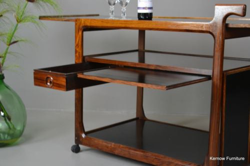 Retro Mid Century Rosewood Drinks Serving Tea Trolley - Kernow Furniture