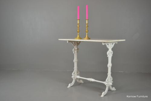 Cast Iron & White Marble Table - Kernow Furniture