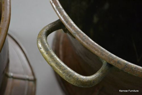 Pair Antique Copper Coal & Log Bins - Kernow Furniture