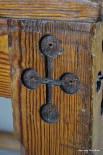 Large Pitch Pine Chapel Refectory Dining Kitchen Table - Kernow Furniture