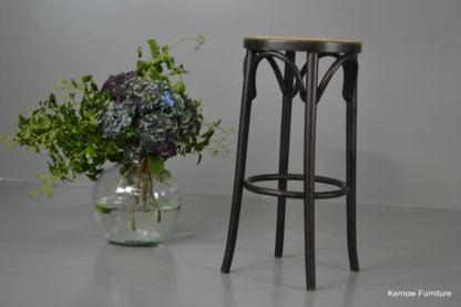 Ebonised Beech & Cane Bentwood Stool - Kernow Furniture