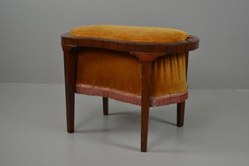 Vintage Bronze & Mahogany Sewing Tidy Footstool - Kernow Furniture