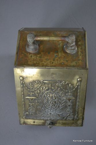 Antique Victorian Brass Coal Scuttle - Kernow Furniture