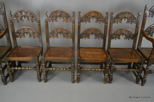 Set 6 17th Century Style Oak & Elm Yorkshire Dining Chairs - Kernow Furniture