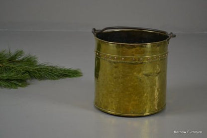 Vintage Riveted Brass Coal Bucket - Kernow Furniture