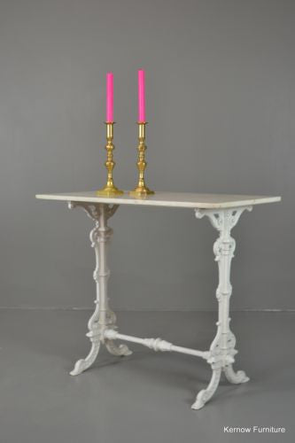 Cast Iron & White Marble Table - Kernow Furniture