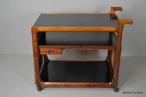 Retro Mid Century Rosewood Drinks Serving Tea Trolley - Kernow Furniture