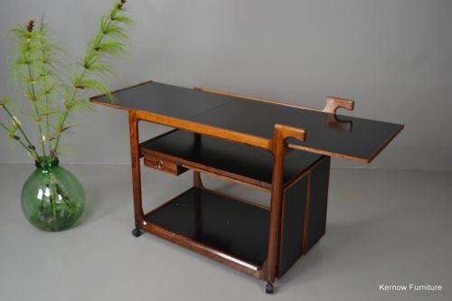 Retro Mid Century Rosewood Drinks Serving Tea Trolley - Kernow Furniture