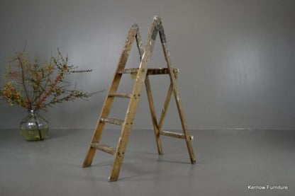 Vintage Wooden Folding Ladder - Kernow Furniture