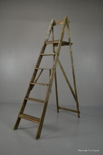 Large Vintage Wooden Ladder - Kernow Furniture