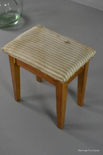 Vintage Antique Solid Oak Short Small Dressing Stool - Kernow Furniture