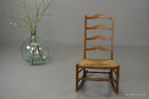 Rustic Country Ladderback Rush Rocking Chair - Kernow Furniture