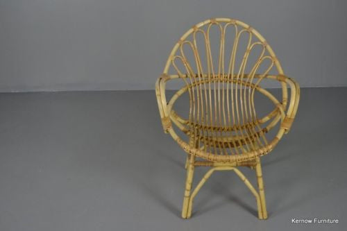 Retro Cane Boho Albini Style Bedroom Chair Small Lounge Chair - Kernow Furniture