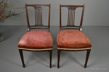 Pair Antique Sheraton Style Dining Chairs - Kernow Furniture