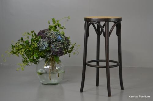 Ebonised Beech & Cane Bentwood Stool - Kernow Furniture