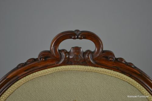 Antique Victorian Rosewood Floral Needlework Nursing Chair - Kernow Furniture