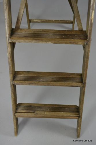 Large Vintage Wooden Ladder - Kernow Furniture
