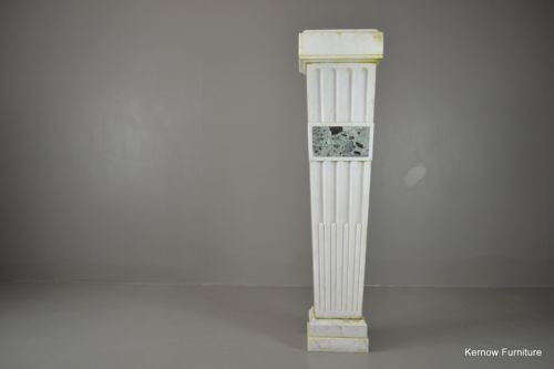 Antique Neoclassical Style White Marble Pedestal - Kernow Furniture