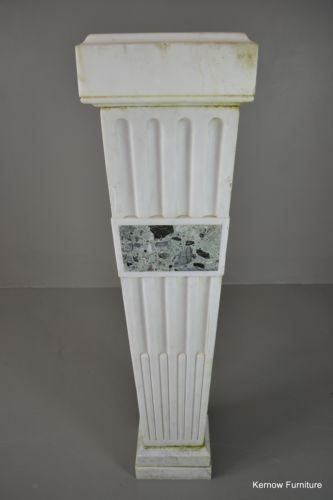 Antique Neoclassical Style White Marble Pedestal - Kernow Furniture