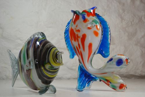 Pair Murano Coloured Glass Fish - Kernow Furniture