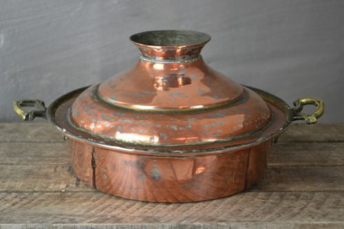 Decorative Antique Copper Pot & Lid - Kernow Furniture