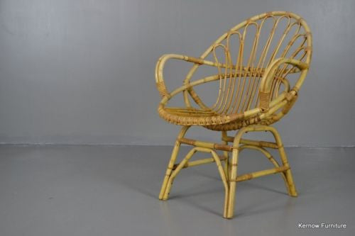 Retro Cane Boho Albini Style Bedroom Chair Small Lounge Chair - Kernow Furniture