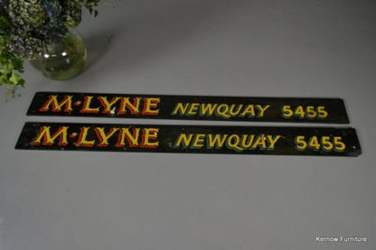 Pair Vintage Painted Advertising Signs - Kernow Furniture