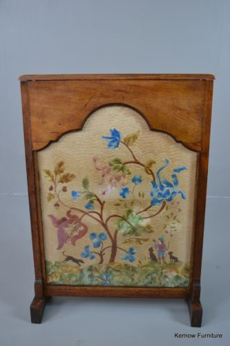 Mahogany Crewel Work Fire Screen - Kernow Furniture