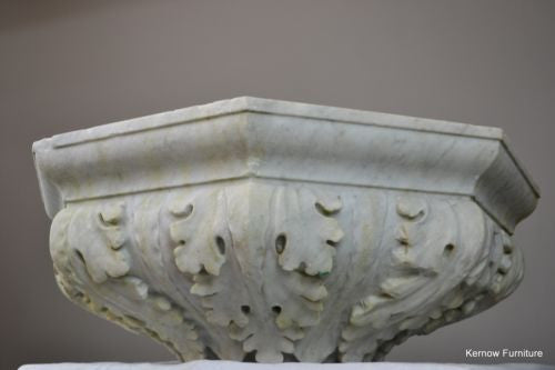 Huge Acanthus Carved White Marble Bowl Basin - Kernow Furniture