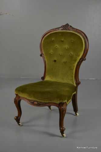 Antique Victorian Button Back Armchair Nursing Chair - Kernow Furniture