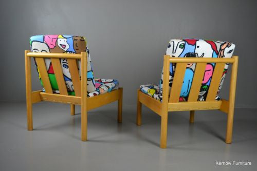 Pair Vintage Ercol Easy Chairs Armchairs - Kernow Furniture