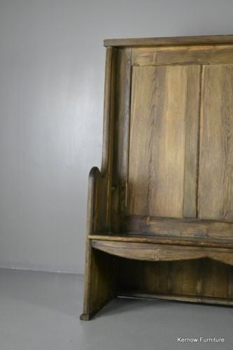 Tavern Style High Back Rustic Pine Settle - Kernow Furniture