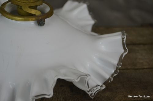 Vintage French Ruffled Opaline Milk Glass Ceiling Shade - Kernow Furniture