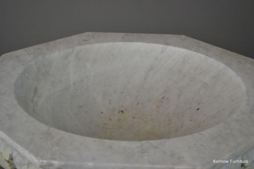 Huge Acanthus Carved White Marble Bowl Basin - Kernow Furniture