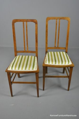 Pair Vintage Light Mahogany Bedroom Chairs - Kernow Furniture