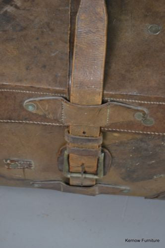 Tan Leather Vintage Suitcase Luggage - Kernow Furniture