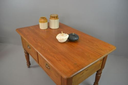 Rustic Antique Pine Work / Prep / Kitchen Table - Kernow Furniture