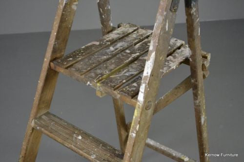 Vintage Wooden Folding Ladder - Kernow Furniture