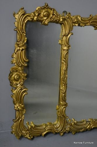 Large Ornate Rococo Style Overmantle Mirror - Kernow Furniture