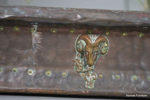 Antique Victorian Rams Head Copper Fire Fender - Kernow Furniture