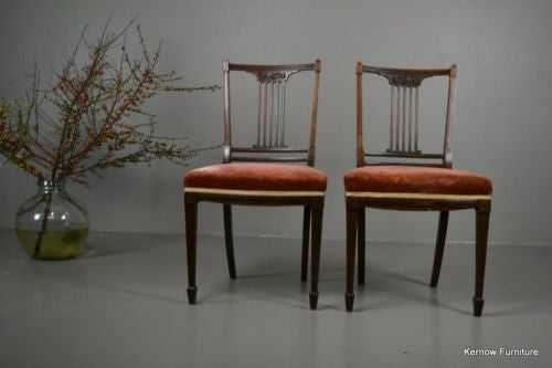 Pair Antique Sheraton Style Dining Chairs - Kernow Furniture