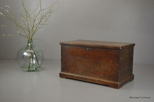 Antique 19th Century Solid Teak Trunk Blanket Box - Kernow Furniture