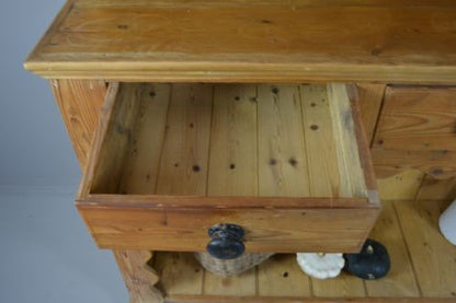 Large Antique Stripped Pine Kitchen Dresser - Kernow Furniture