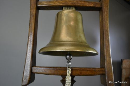 Large Bronze Ships Bell On Oak Stand - Kernow Furniture