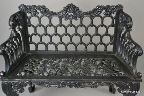 Pair White House Rose Garden Kramer Bros Style Cast Iron Benches - Kernow Furniture