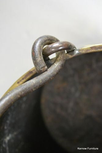 Vintage Riveted Brass Coal Bucket - Kernow Furniture