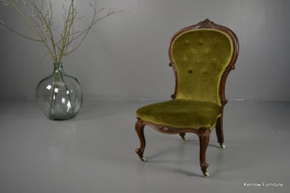 Antique Victorian Button Back Armchair Nursing Chair - Kernow Furniture