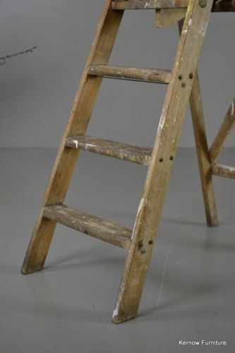 Vintage Wooden Folding Ladder - Kernow Furniture